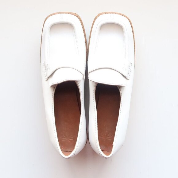 Tomas Maier White Leather Crepe Platform Wedge Heel Loafers Slip-on Shoes Size 6 - Picture 4 of 16